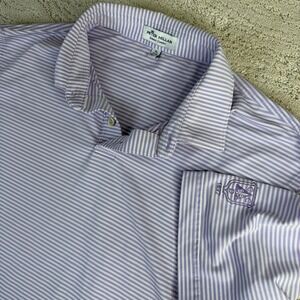 Boys Peter Millar Summer Comfort XL (13/14) Purple Striped Golf Polo Shirt